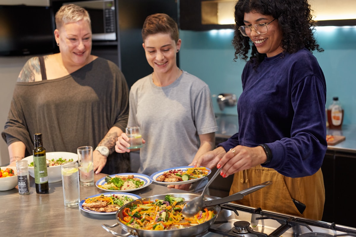 Community members sharing cooking experience
